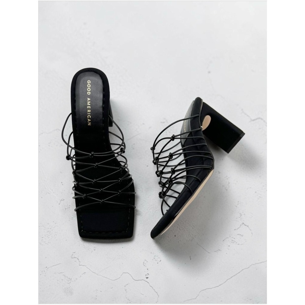 NWT Good American Square Toe Strappy Mule Sandals Women's 7 Minimalist Chic